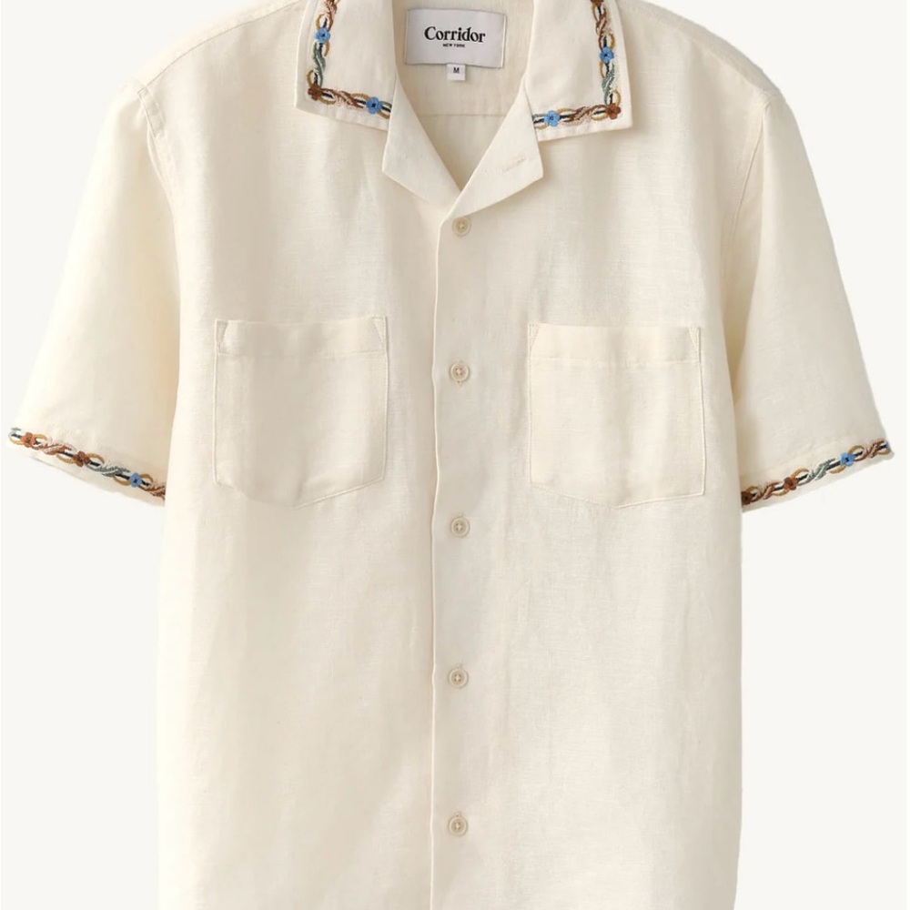 Corridor Rose Chain Embroidered short sleeve shirt - Brand New with Tags